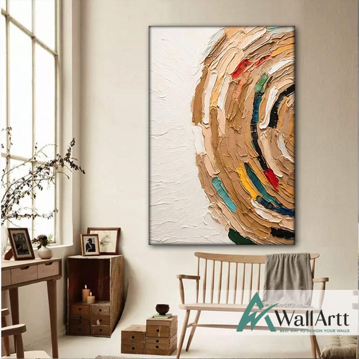 Abstract Half Circle 3d Heavy Textured Partial Oil Painting